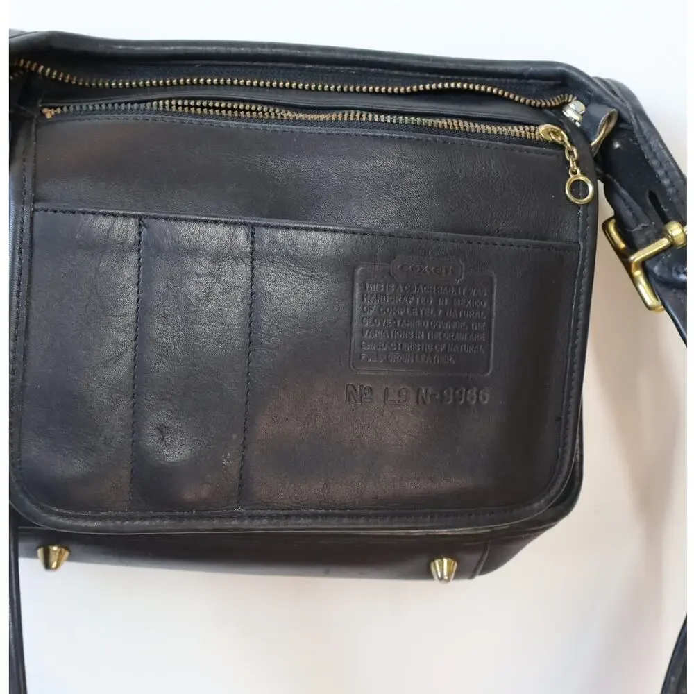 Coach Legacy Zip 9966 Vintage 1999 Black Leather Crossbody Shoulder Bag Gold